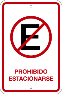 Señalización para exterior no estacionarse, en lámina de aluminio blanco